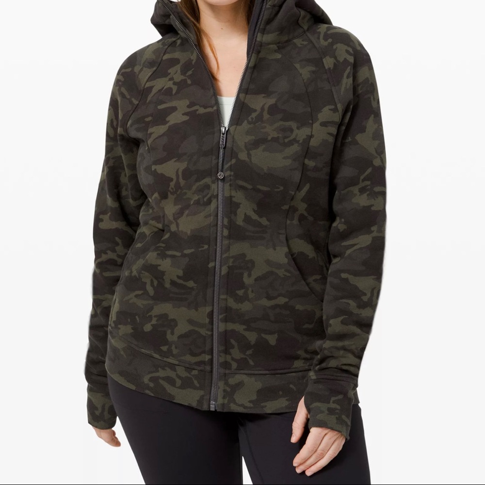 lululemon athletica Womens Camo Zip-Up Hoodie in Olive Green & Black